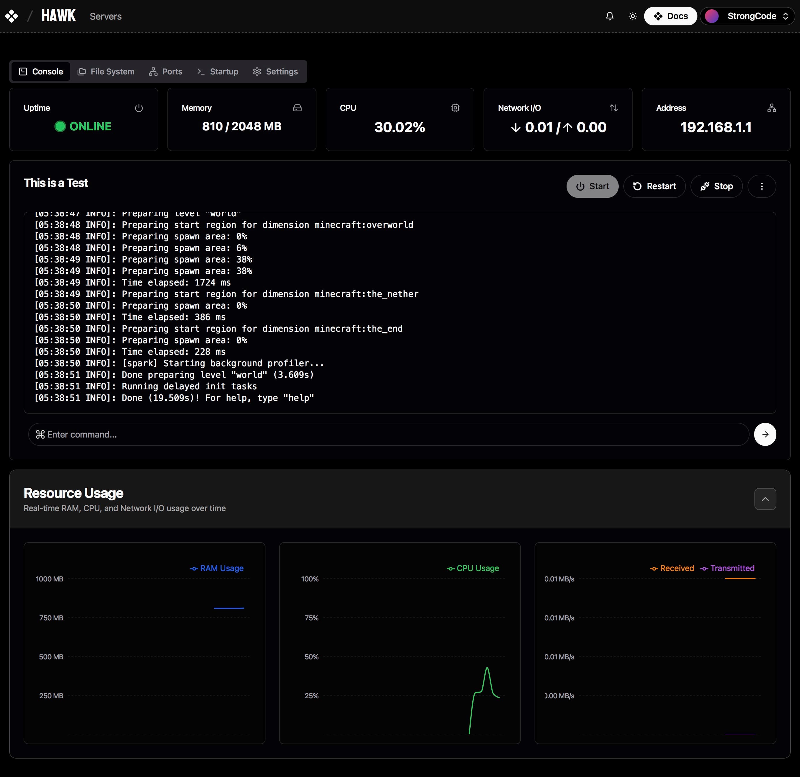 Hawk dashboard cinematic
